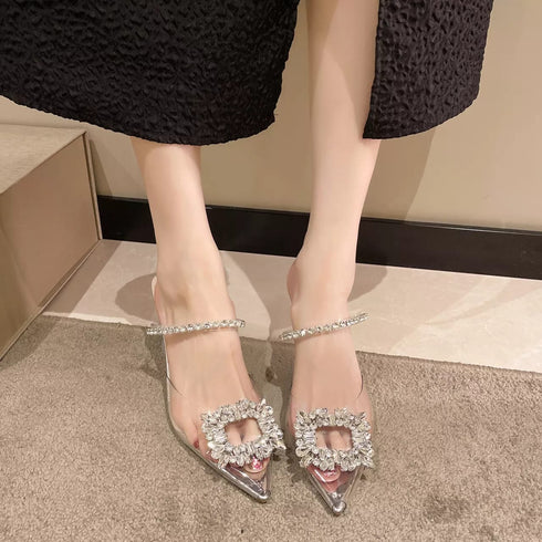 Women PVC Crystal Transparent Heel